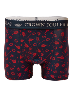 Joules Cotton Stretch Graphic Print Crown Joules Boxers, Multi - view 2, Multi