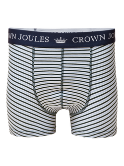 Joules Cotton Stretch Graphic Print Crown Joules Boxers, Blue/Green - view 2, Blue/Green