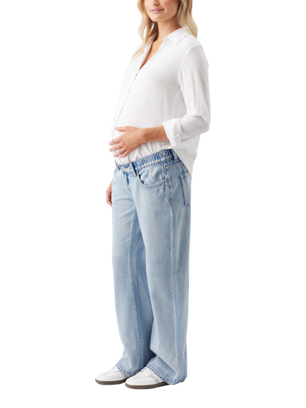 Ripe Billie Elastic Waist Maternity Jeans - view 2, Light Wash