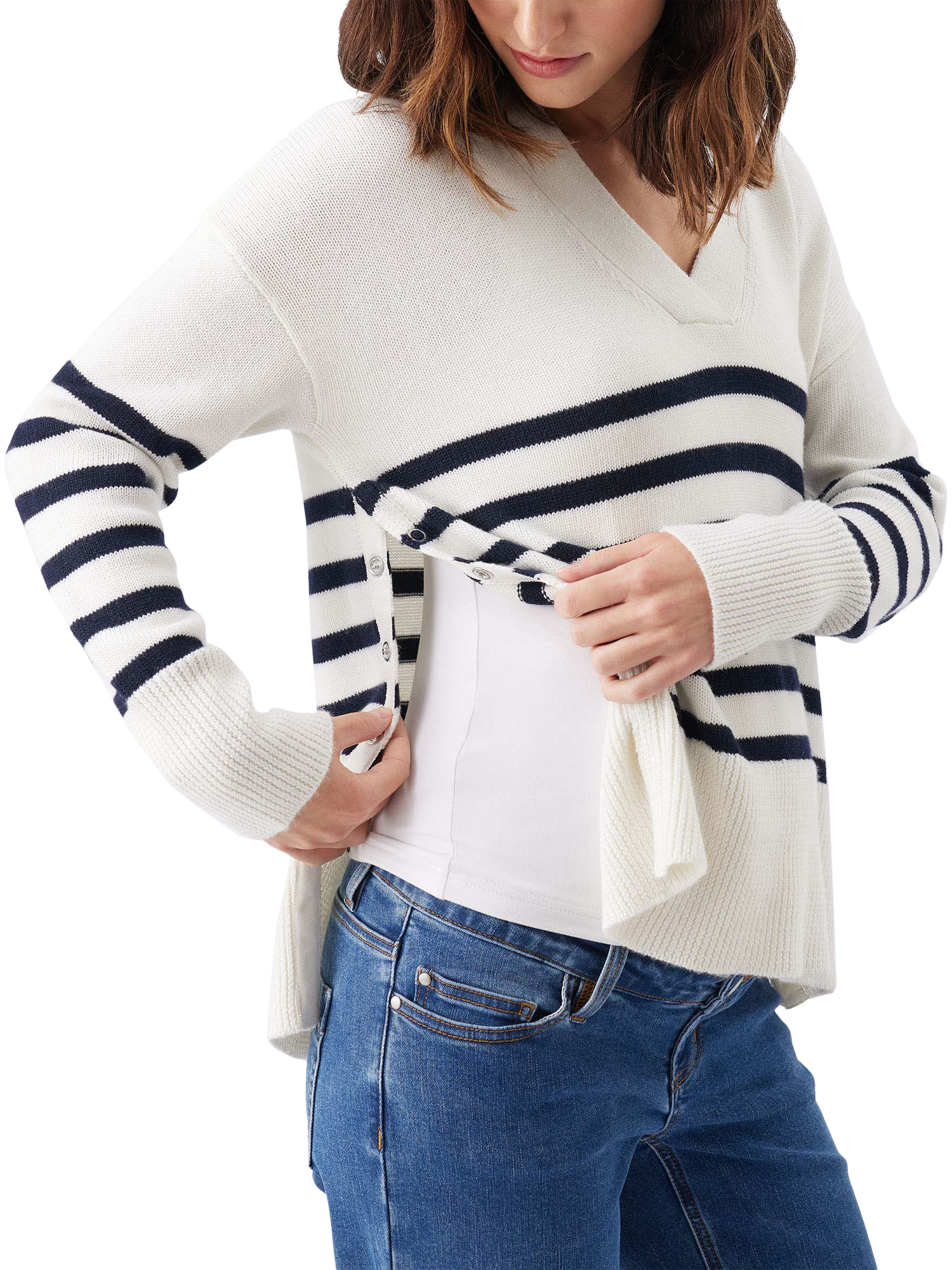 Product image 5 of 6, which shows Ripe Miller Over Bump Maternity Jeans, True Blue, XS