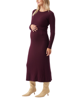 Ripe Eden Knit Jumper Nursing Dress, Maroon - view 2, Maroon
