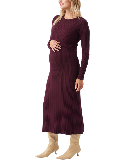 Ripe Eden Knit Jumper Nursing Dress - view 2, Maroon