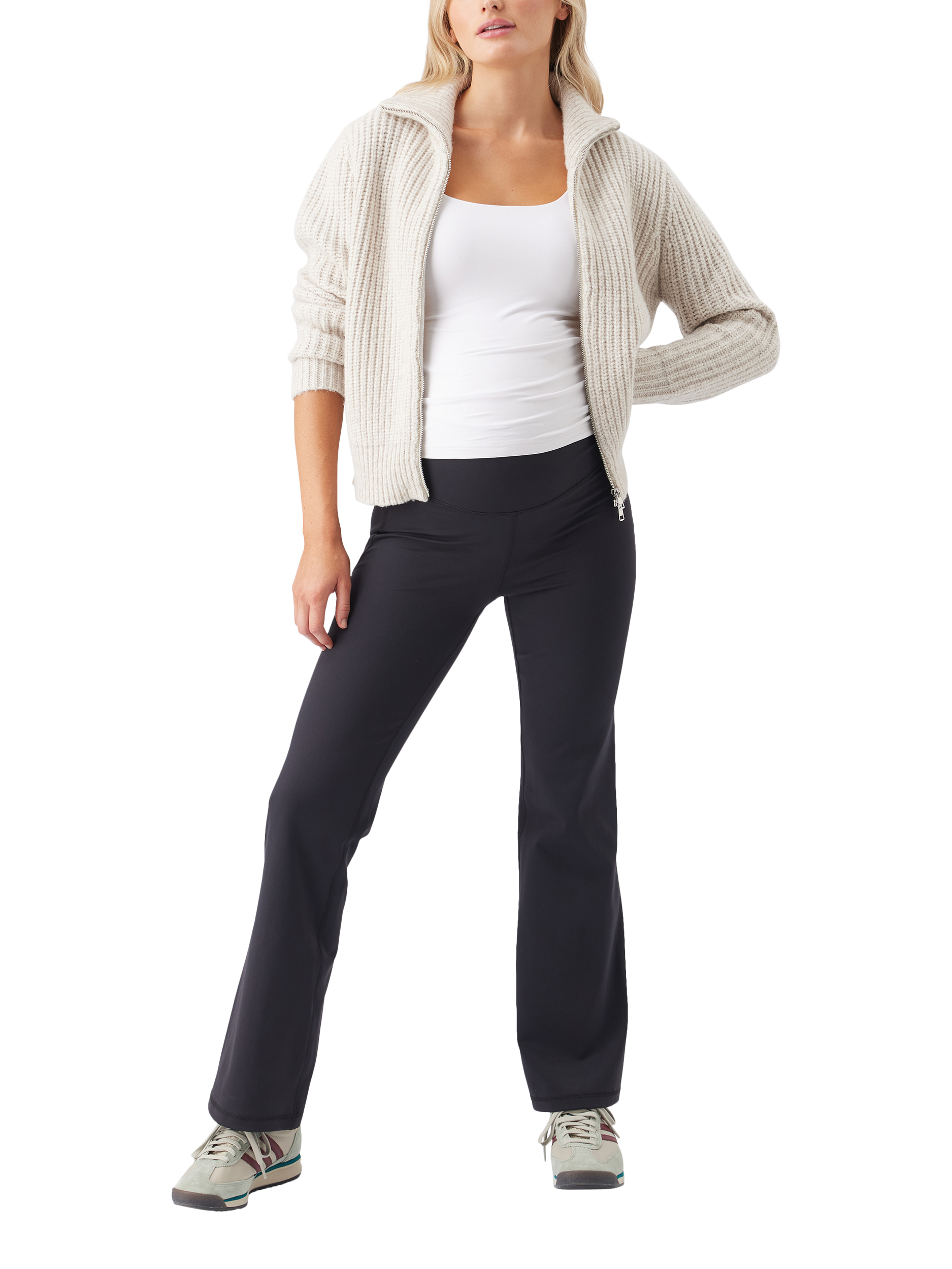Product image 1 of 6, which shows Ripe Tempo Flare Maternity Leggings, Black, XS