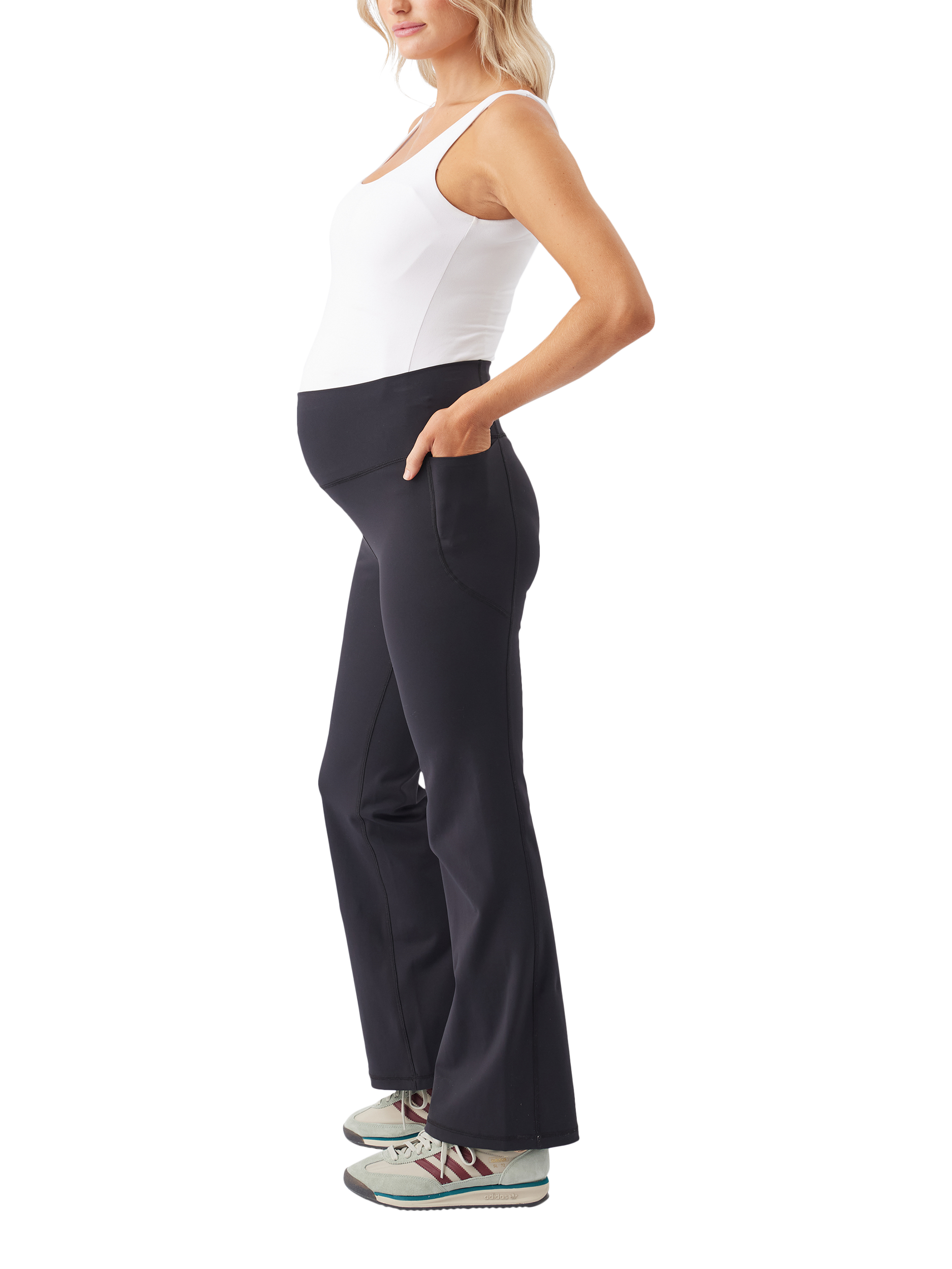 Product image 3 of 6, which shows Ripe Tempo Flare Maternity Leggings, Black, XS