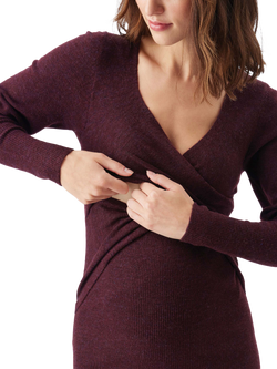 Ripe Heidi Nursing Knit Dress, Burgundy - view 2, Burgundy
