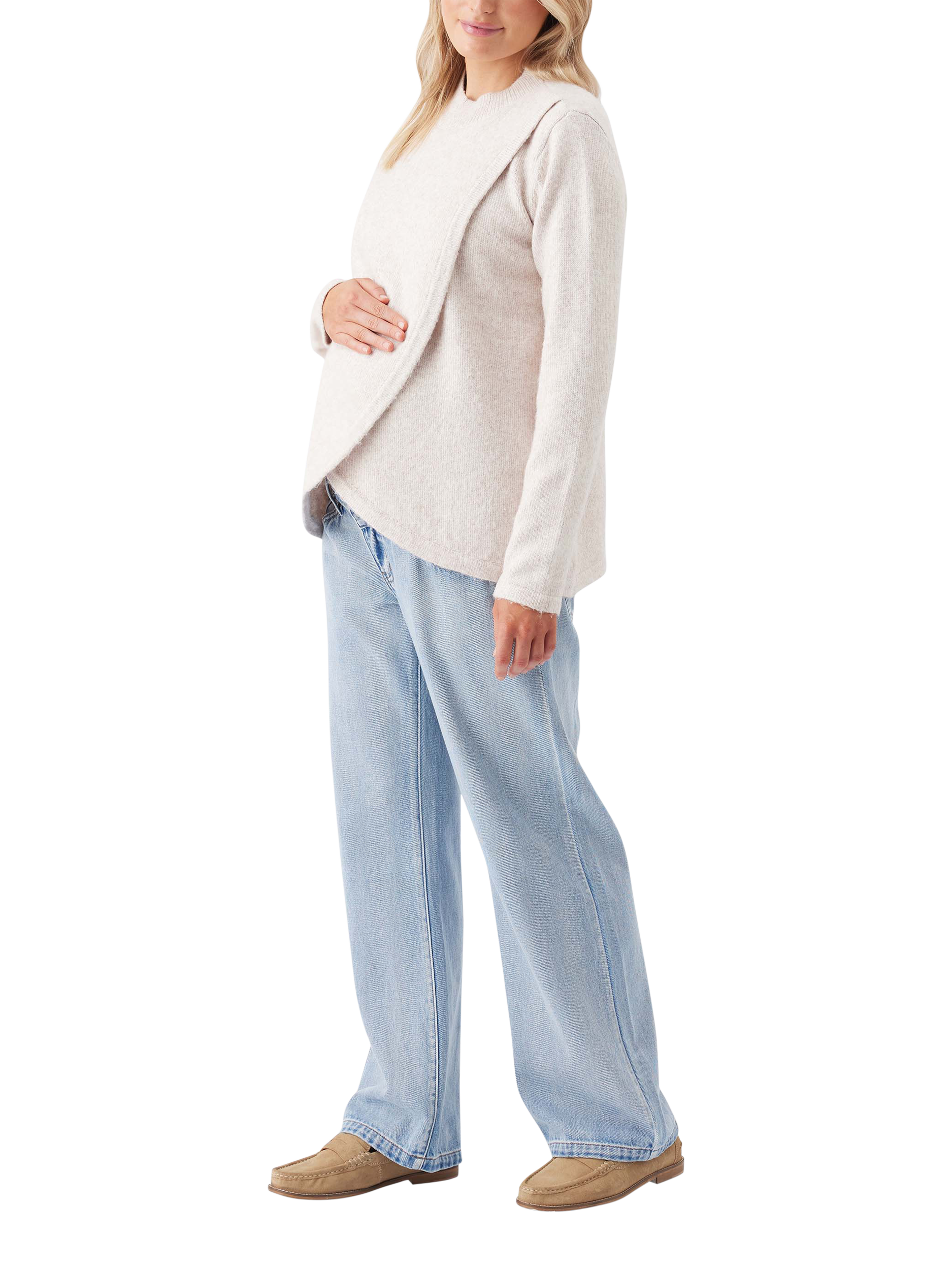 Product image 2 of 5, which shows Ripe Addison Nursing Knit Jumper, Mink, XS