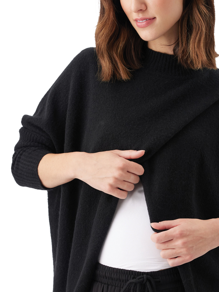 Ripe Hallie Cross Over Knit Maternity Jumper, Black - view 2, Black