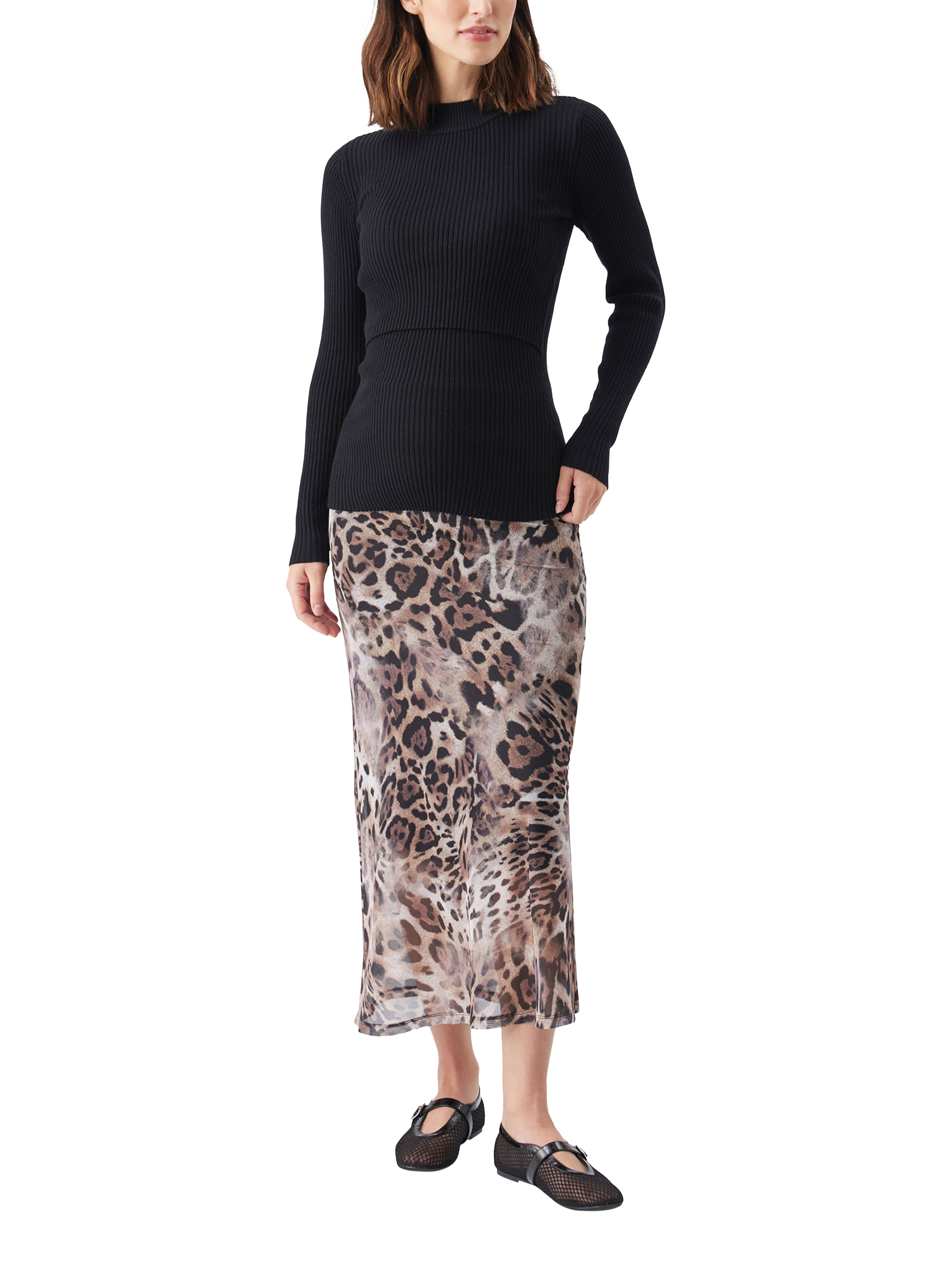 Product image 6 of 6, which shows Ripe Lift Up Nursing Knit Jumper, Black, XS