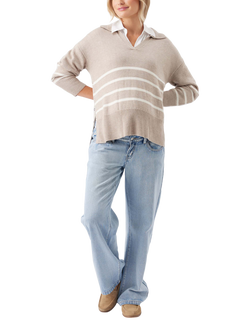 Ripe Lori Stripe Nursing Knit Jumper - view 2, Latte/Chalk