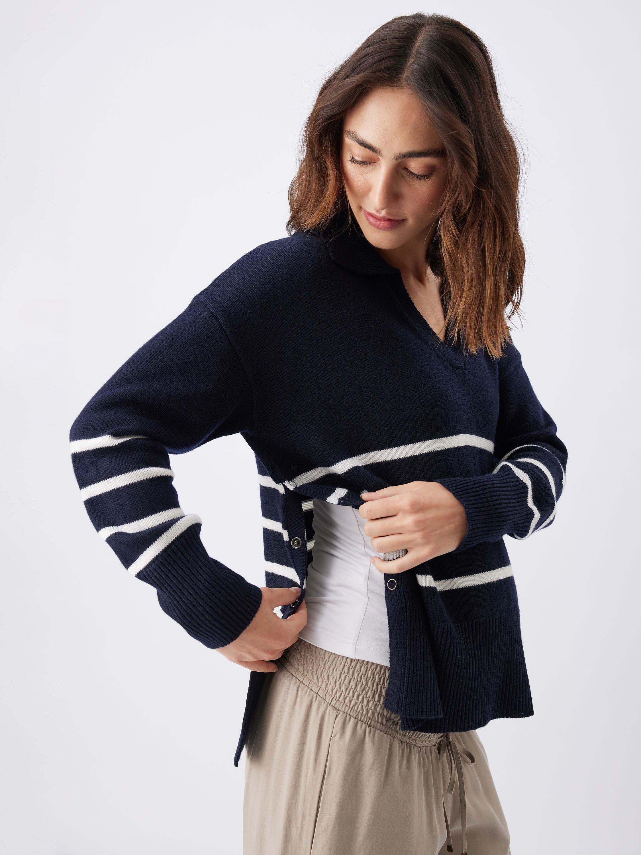 Product image 7 of 8, which shows Ripe Lori Stripe Nursing Knit Jumper, Navy/White, XS