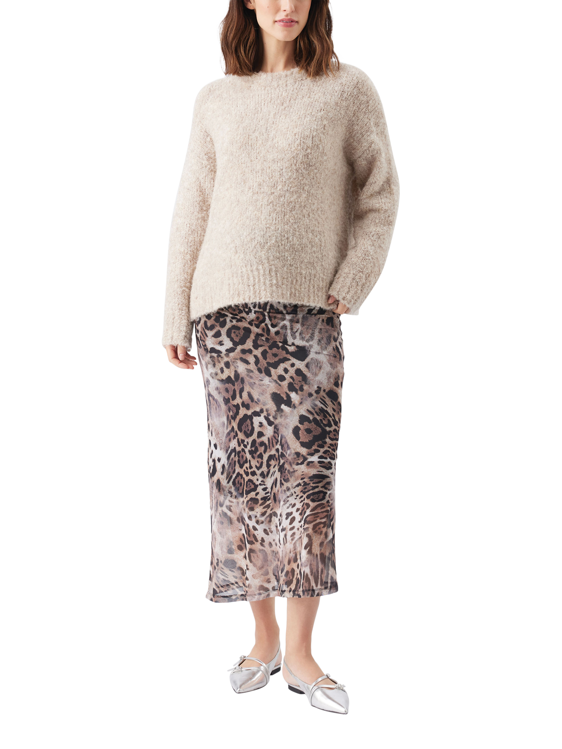 Product image 1 of 5, which shows Ripe Theo Cosy Knit Jumper, Latte, XS