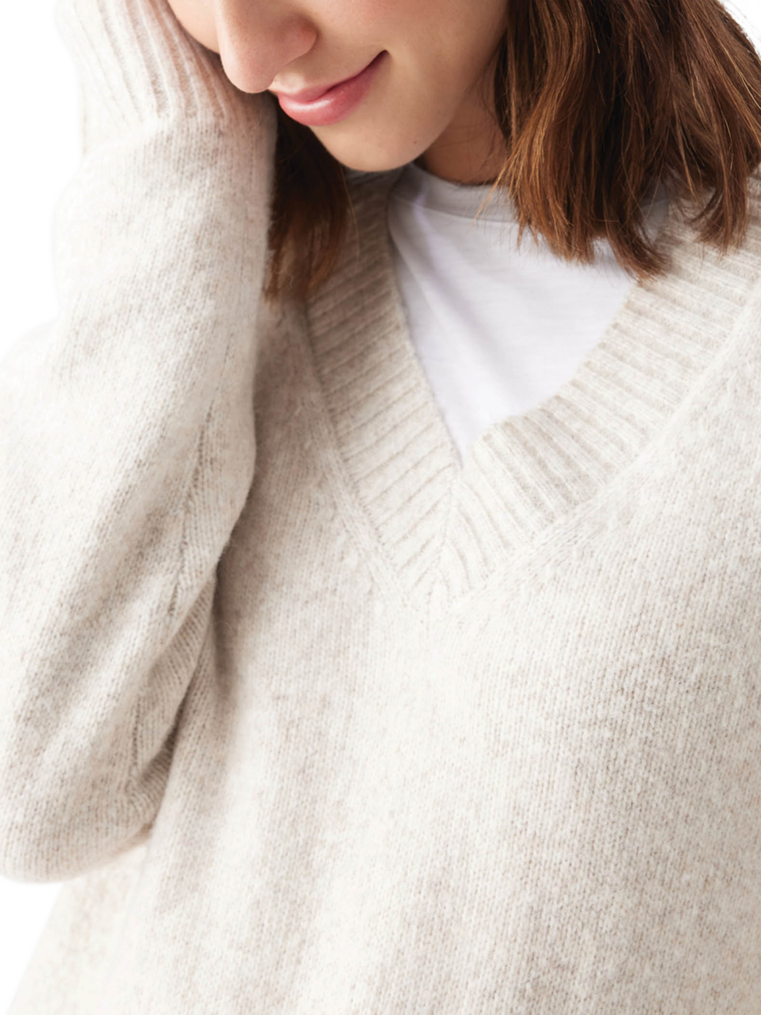 Product image 6 of 7, which shows Ripe Vera Nursing Knit Jumper, Oat Marl, XS