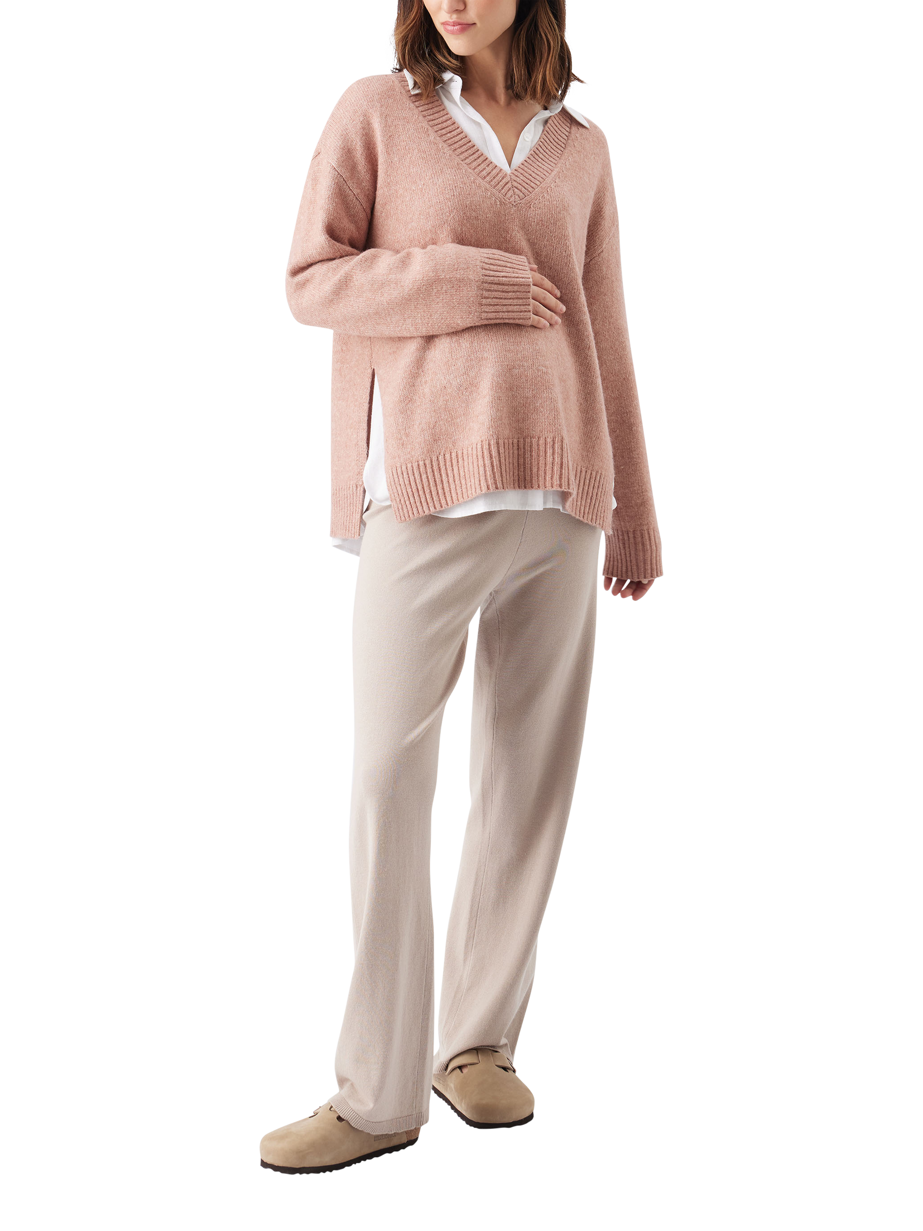 Product image 2 of 5, which shows Ripe Vera Nursing Knit Jumper, Rose Marl, XS