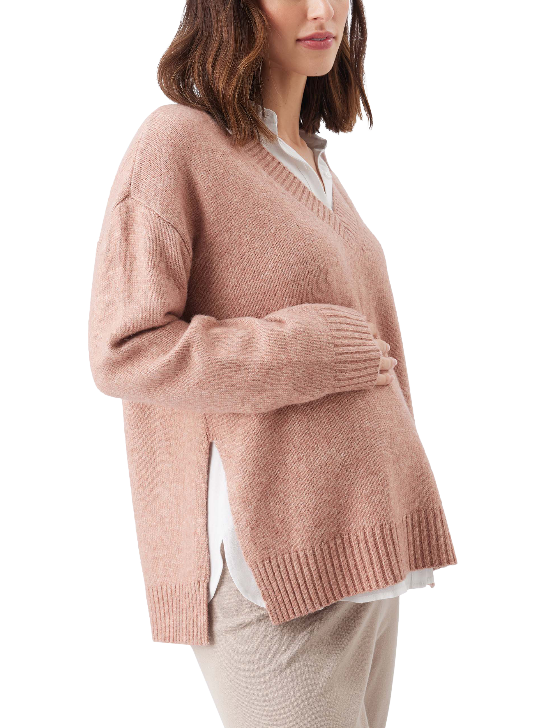 Product image 4 of 5, which shows Ripe Vera Nursing Knit Jumper, Rose Marl, XS