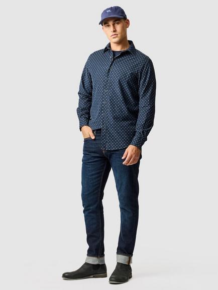 Rodd & Gunn Cotton Paisley Long Sleeve Collar Shirt - view 2, Blueberry