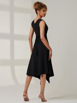 Jolie Moi Sleeveless V Neck Ruffle Wrap Midi Dress - view 2, Black