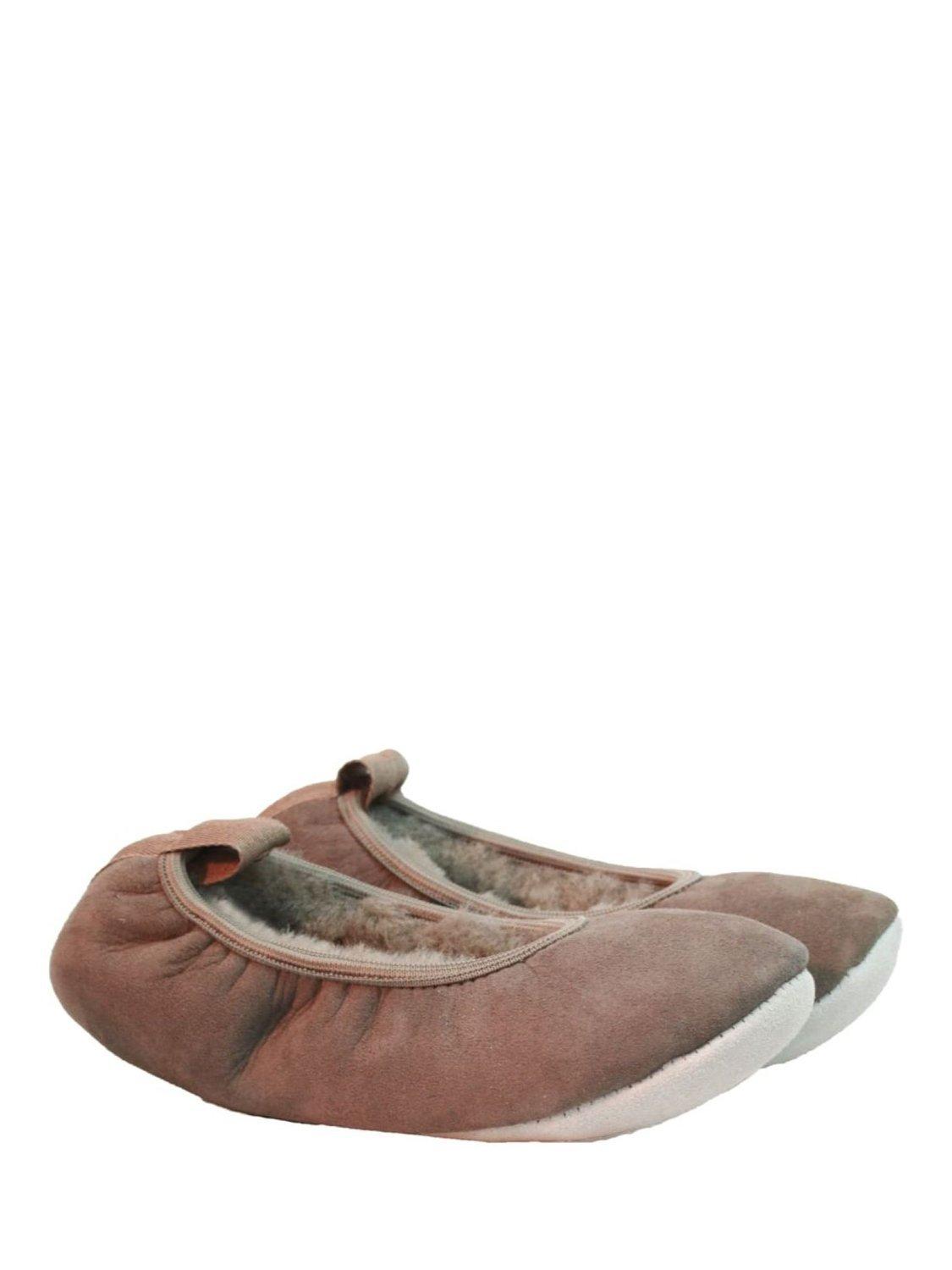Product image 1 of 2, which shows British Boxers Sheepskin Ballet Slippers, Mink, 3.5