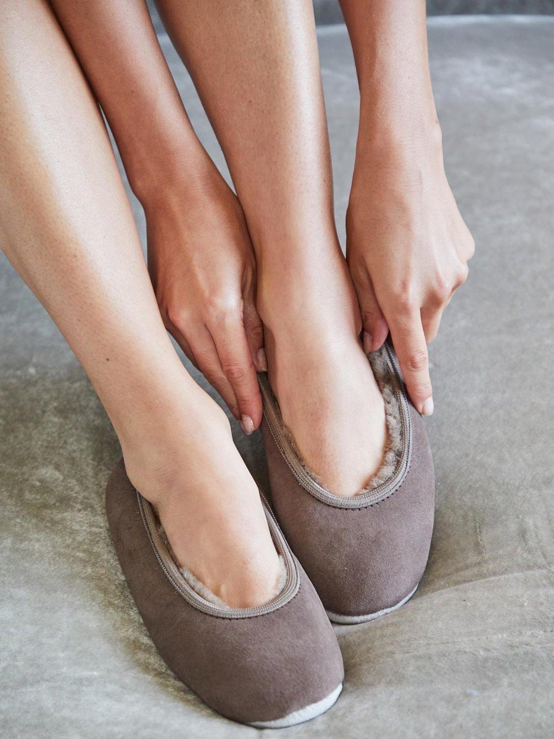 Product image 2 of 2, which shows British Boxers Sheepskin Ballet Slippers, Mink, 3.5