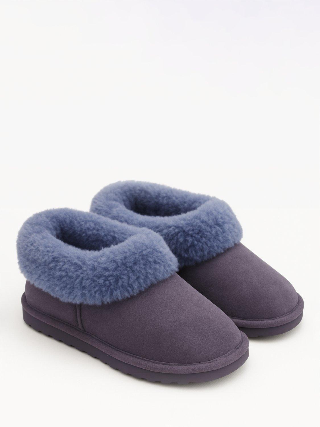 Product image 1 of 2, which shows British Boxers Sheepskin Cropped Slipper Boots, Denim, 3