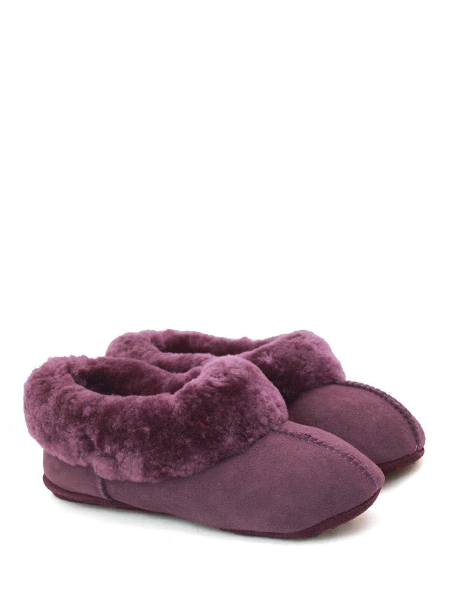 Product image 1 of 2, which shows British Boxers Sheepskin Cropped Slipper Boots, Plum, 3