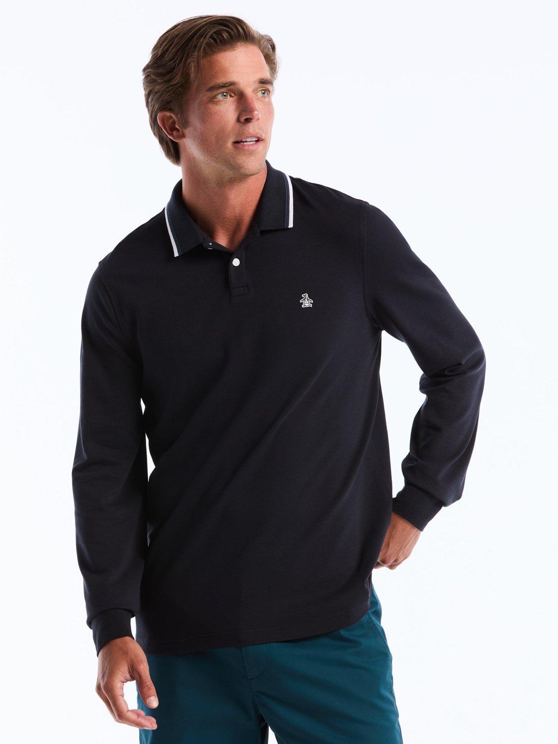 Original Penguin Cotton Blend Tipped Long Sleeve Polo Shirt