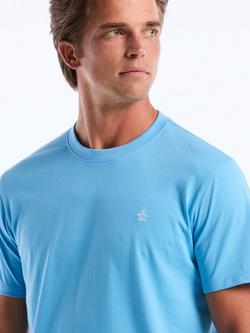 Original Penguin Organic Cotton Pin Point Embroidered Short Sleeve Crew Neck T-Shirt - view 2, Bonnie Blue