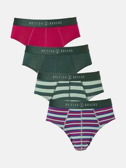 British Boxers Bamboo Briefs, Pack of 4, Forest Berry