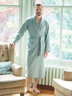 British Boxers Herringbone Brushed Cotton Dressing Gown, Moss