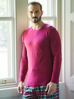 British Boxers Cotton Jersey Long Sleeve T-Shirt, Beet Red