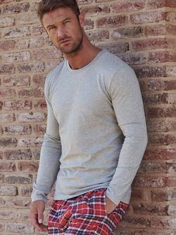 British Boxers Cotton Jersey Long Sleeve T-Shirt, Grey Marl