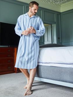 British Boxers Brushed Cotton Stripe Nightshirt, Brighton Blue
