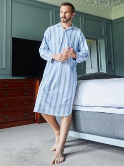 British Boxers Brushed Cotton Stripe Nightshirt - view 2, Brighton Blue