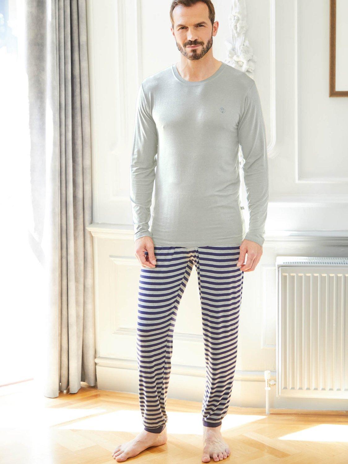 Product image 1 of 4, which shows British Boxers Bamboo Blend Pyjama Set, Grey Melange, S