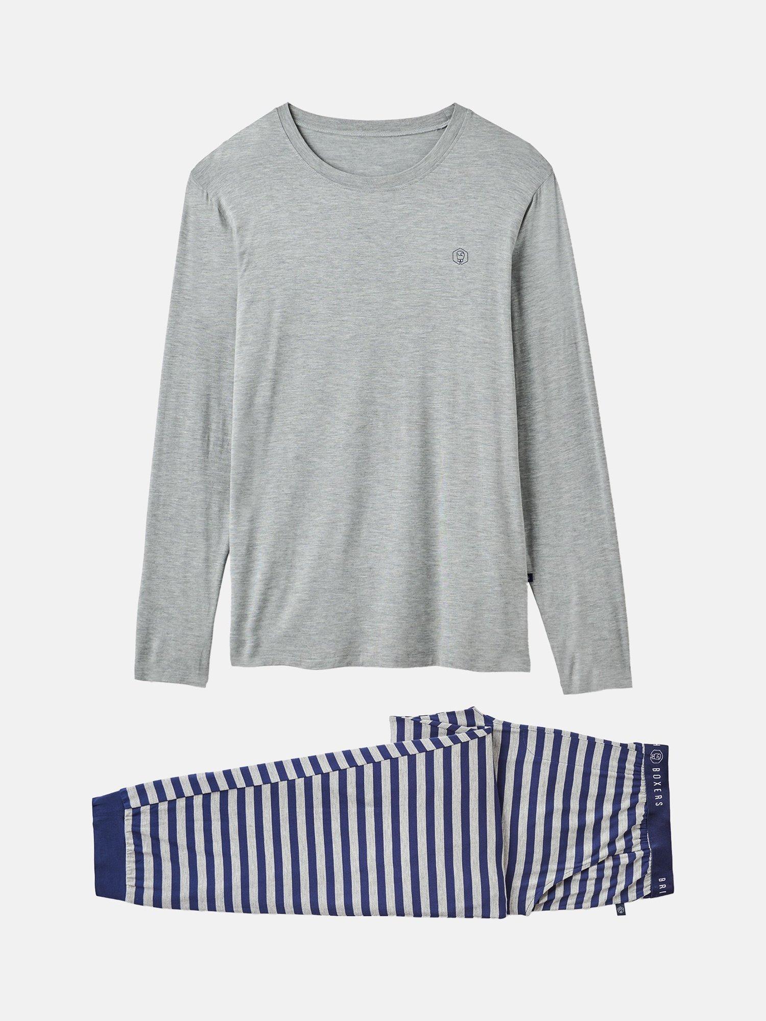 Product image 2 of 4, which shows British Boxers Bamboo Blend Pyjama Set, Grey Melange, S