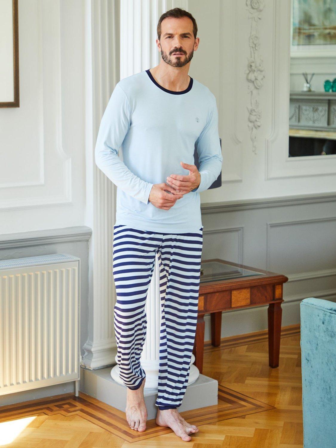 Product image 1 of 6, which shows British Boxers Bamboo Blend Pyjama Set, Maritime, S