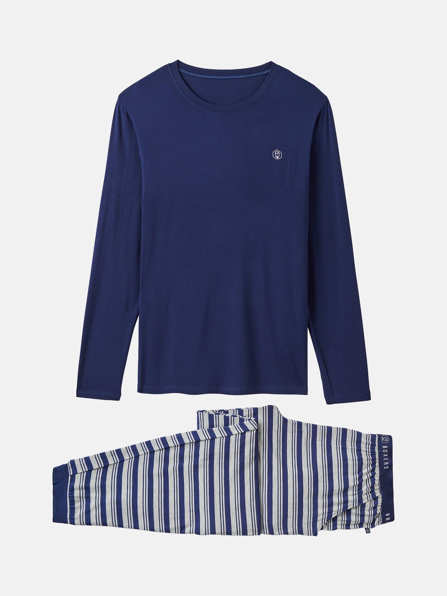 Product image 2 of 4, which shows British Boxers Bamboo Blend Pyjama Set, Navy Melange, M