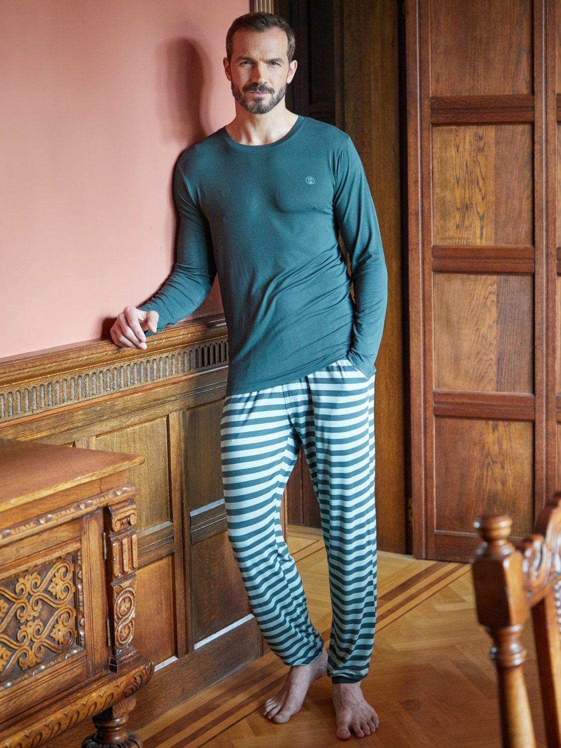 Product image 1 of 6, which shows British Boxers Bamboo Blend Pyjama Set, Pine Forest, S