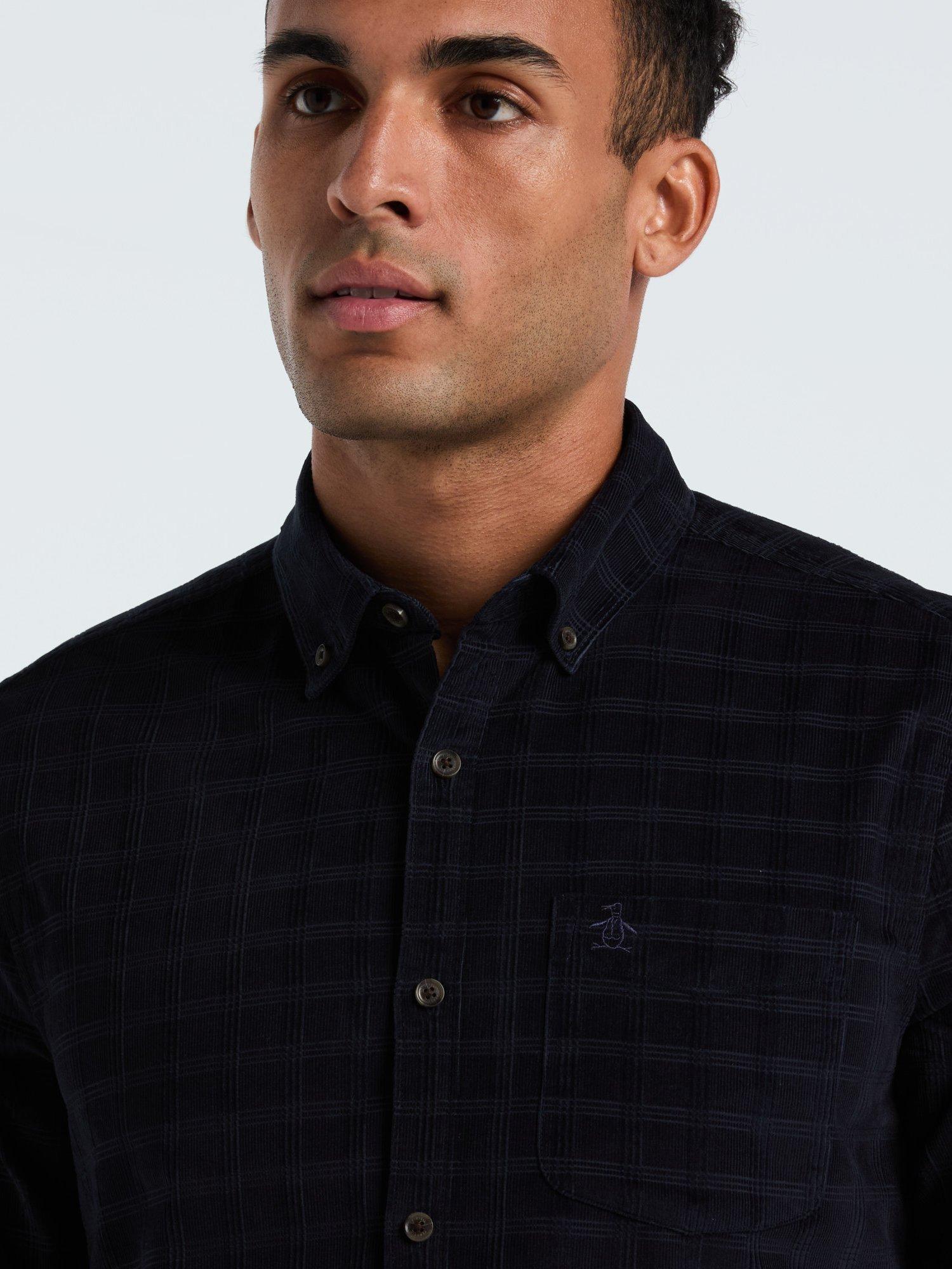 Product image 2 of 5, which shows Original Penguin Cotton Check Corduroy Shirt, Dark Sapphire, L