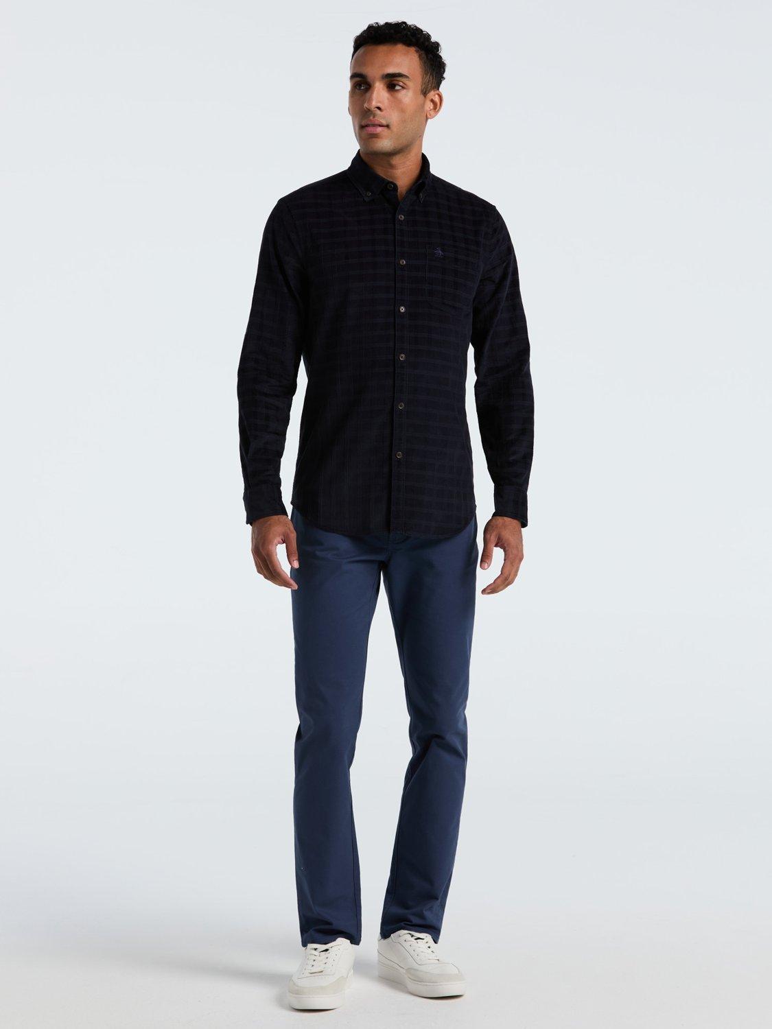Product image 3 of 5, which shows Original Penguin Cotton Check Corduroy Shirt, Dark Sapphire, L
