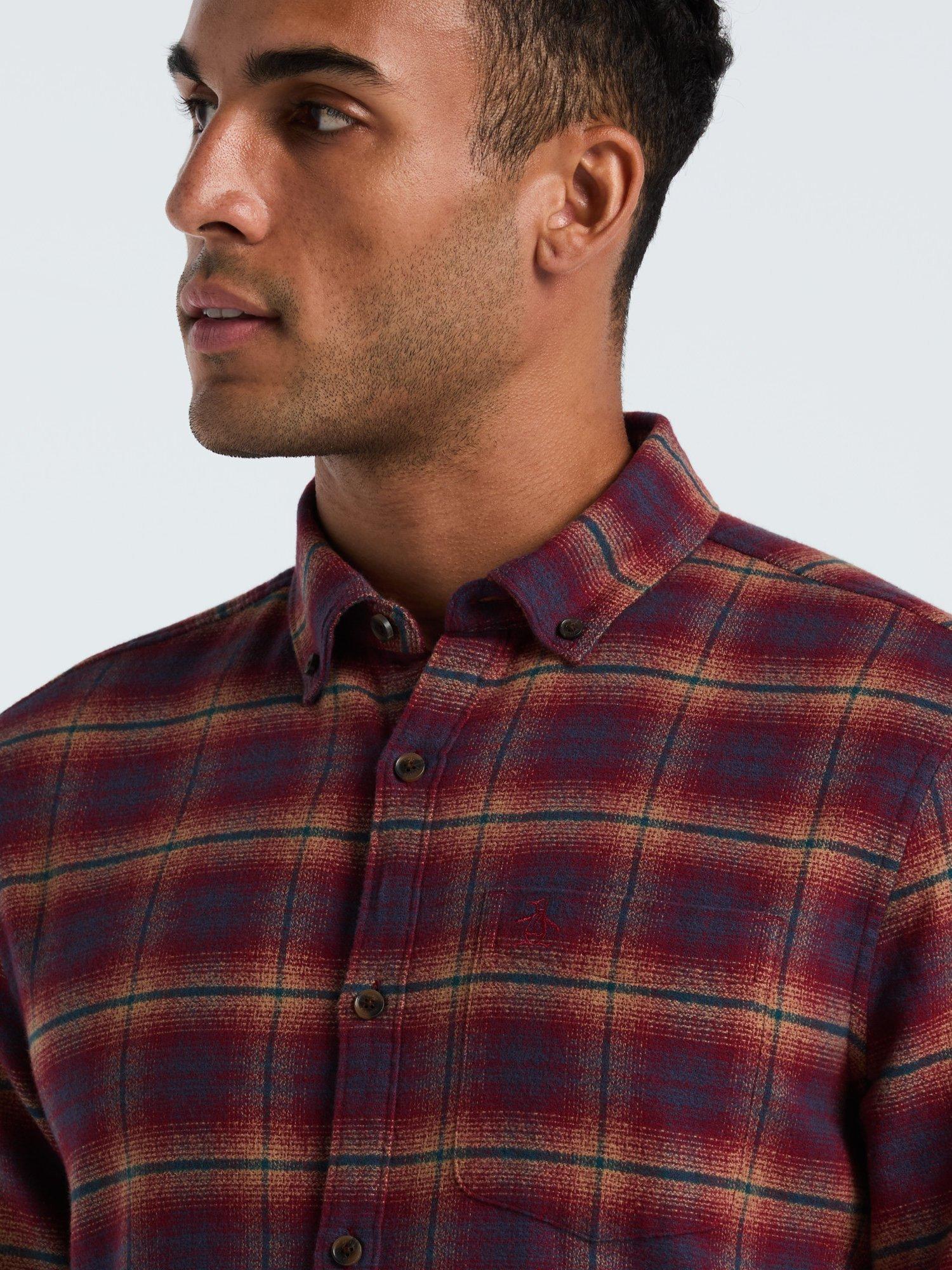 Product image 2 of 5, which shows Original Penguin Cotton Flannel Shirt, Cabernet, L