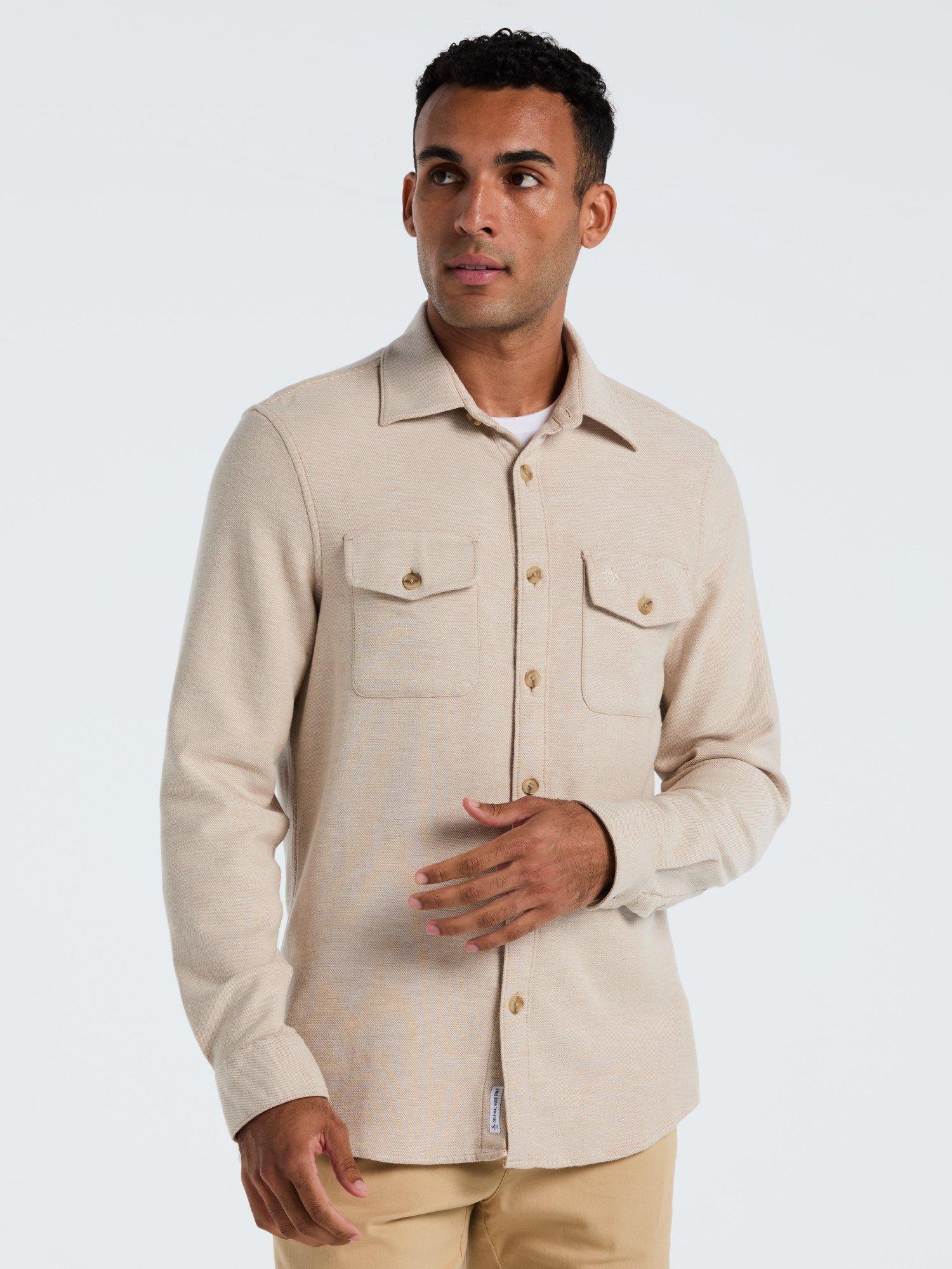 Product image 1 of 5, which shows Original Penguin Cotton Blend Overshirt, Birch, L