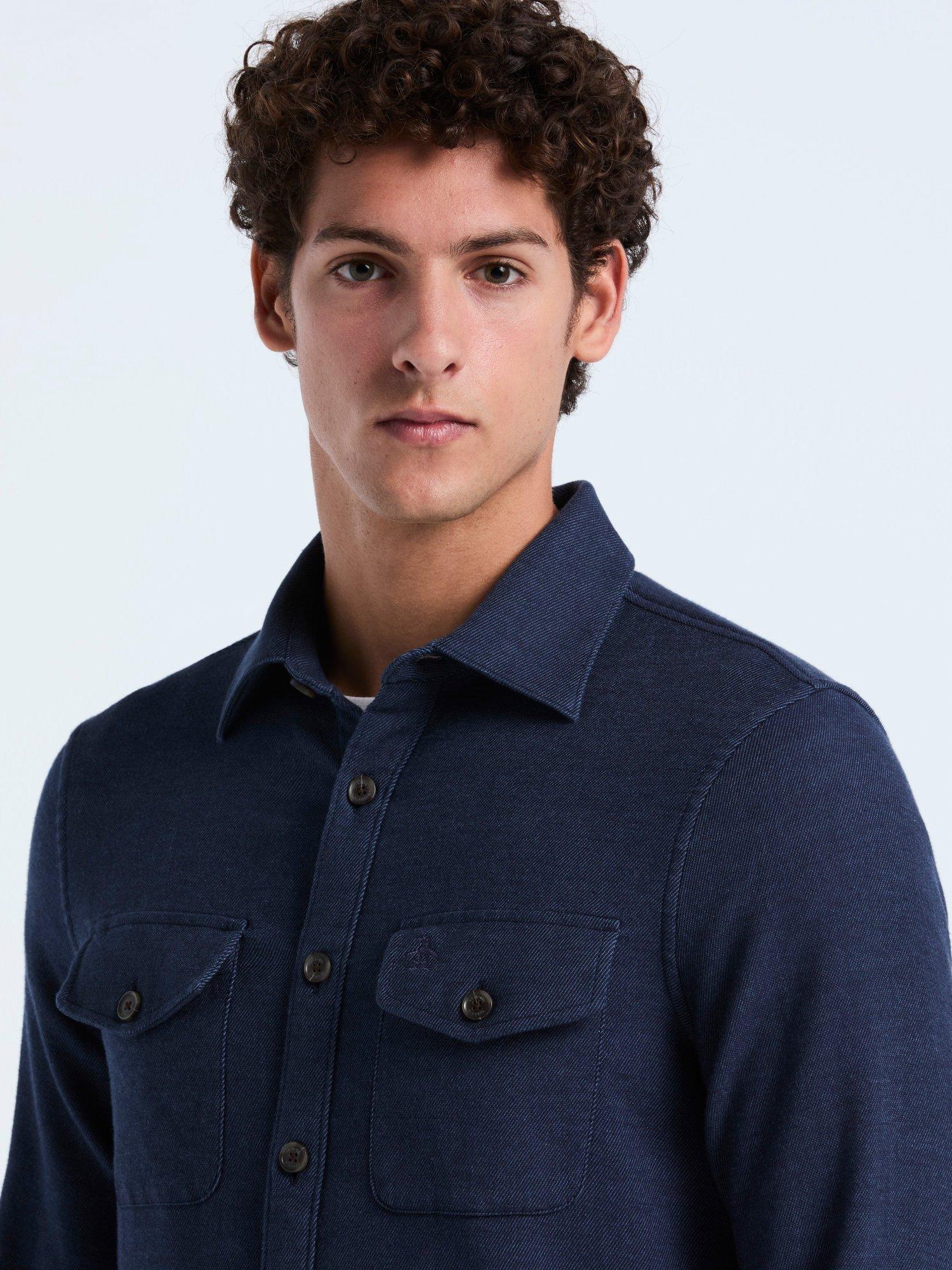 Product image 2 of 5, which shows Original Penguin Cotton Blend Overshirt, Dark Sapphire, XS