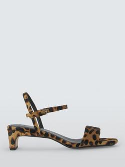 John Lewis Mary Leopard Print Leather Two Part Dressy Strappy Sandals, Brown/Multi, Brown/Multi
