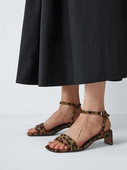 John Lewis Mary Leopard Print Leather Two Part Dressy Strappy Sandals, Brown/Multi - view 2, Brown/Multi