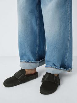 John Lewis Gorgeous Leather Buckle Footbed Mule Sandals, Black - view 2, Black