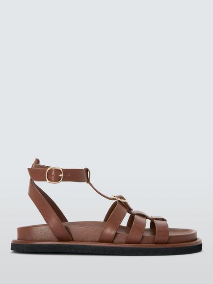 John Lewis Layla Leather Gladiator Sandals, Tobacco Brown, Tobacco Brown