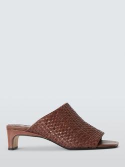 John Lewis Maria Woven Leather Block Heel Mule Sandals, Chocolate, Chocolate