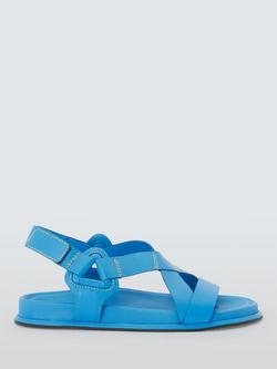 John Lewis Luna Leather Miami Stitch Footbed Sandals, Blue, Blue