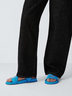 John Lewis Luna Leather Miami Stitch Footbed Sandals, Blue - view 2, Blue