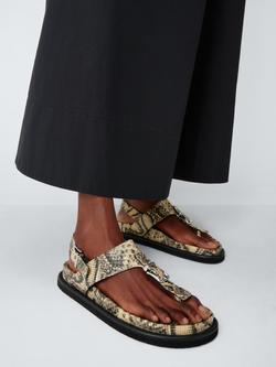 John Lewis Lover Snake Print Leather Thong Sandals, Cream/Multi - view 2, Cream/Multi